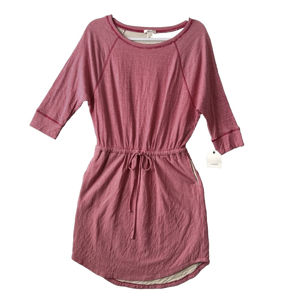 Caslon NWT‎ Striped 100% Cotton 3/4 Raglan Sleeve Dress S Coastal Nautical Chic